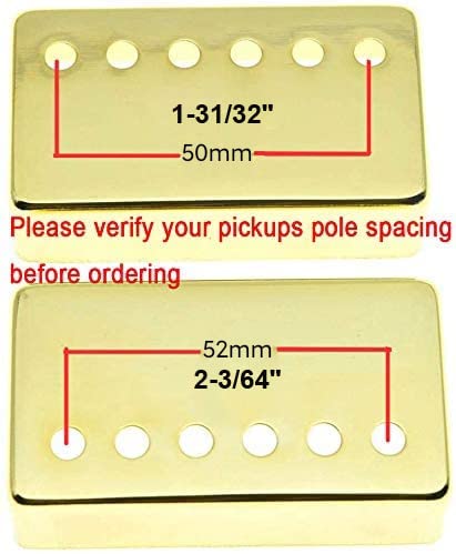 Dopro Set of 2 Metal Humbucker Guitar Pickup Cover Brass Humbucker Pickup Covers 50mm/52mm Pole Spacing for Epi Les Paul Gold